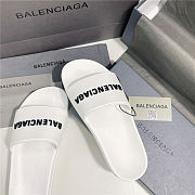 BALENCIAGA Full White Logo Pool Slides  - 2