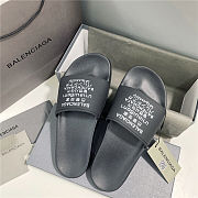 BALENCIAGA Black Word Pool Slides  - 1