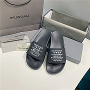 BALENCIAGA Black Word Pool Slides  - 6