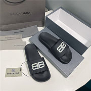 BALENCIAGA Black Logo Pool Slides  - 4