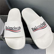 BALENCIAGA White Logo Wavy Pool Slides - 5