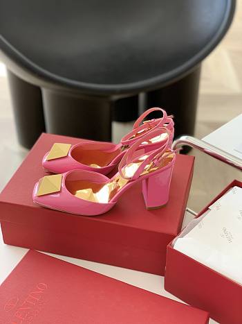 ONE STUD PATENT-LEATHER SLINGBACK PUMP PINK 60 MM