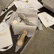 J'ADIOR SLINGBACK PUMP Gray Toile de Jouy Reverse Embroidered Cotton - 4