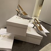 J'ADIOR SLINGBACK PUMP Gray Toile de Jouy Reverse Embroidered Cotton - 3