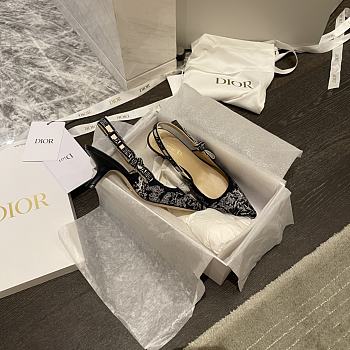 J'ADIOR SLINGBACK PUMP Deep Blue Toile de Jouy Reverse Embroidered