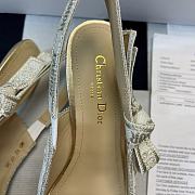 J'Adior Slingback Pump White and Gold-Tone Toile de Jouy - 5