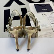 J'Adior Slingback Pump White and Gold-Tone Toile de Jouy - 4