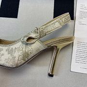 J'Adior Slingback Pump White and Gold-Tone Toile de Jouy - 2