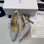 J'Adior Slingback Pump Gray Toile de Jouy Reverse Embroidered  - 1