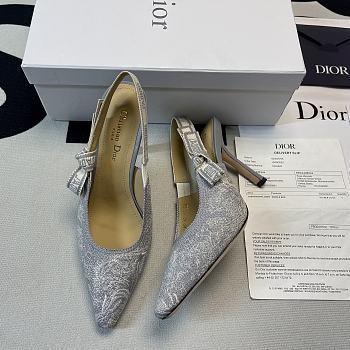 J'Adior Slingback Pump Gray Toile de Jouy Reverse Embroidered 