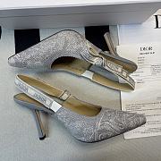 J'Adior Slingback Pump Gray Toile de Jouy Reverse Embroidered  - 3