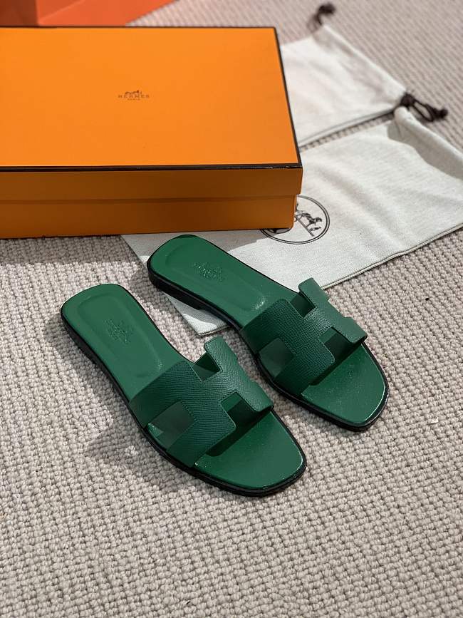 Hermes Oral Sandal Green Leather 001 - ONLYIFY.RU