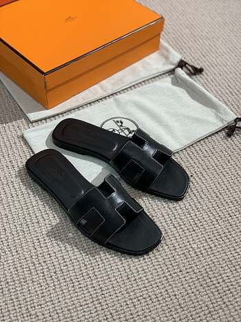 Hermes Oran Sandal Black Leather 002