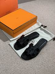 Hermes Oran Sandal Black Leather 002 - 2