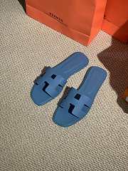 Hermes Oran Sandal Blue Leather 004 - 3