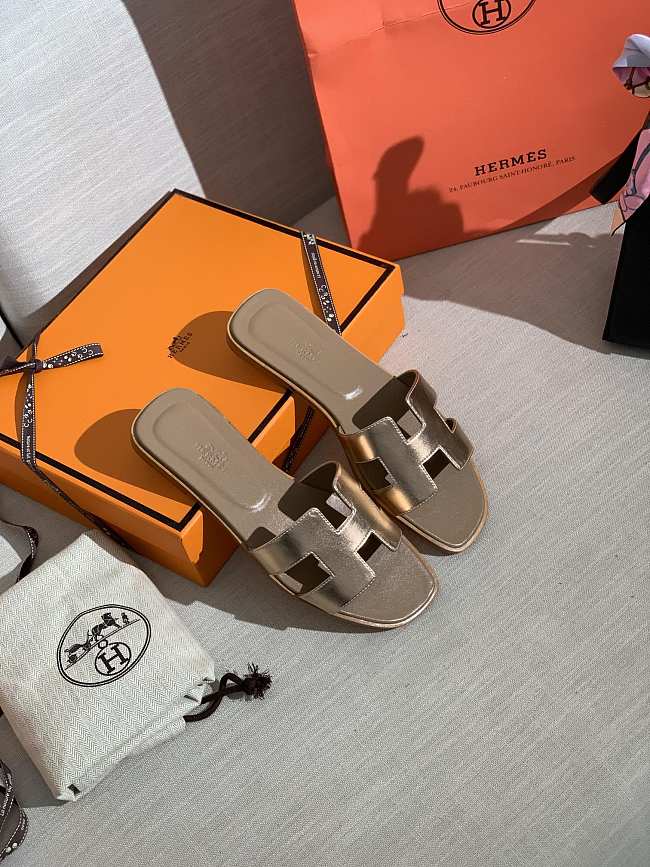 Hermes Oran Sandal Yellow Copper Leather 010 - 1