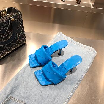 Bottega Veneta Lido Intrecciato Mule Sandals Blue 001