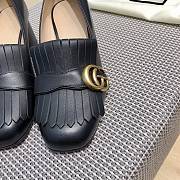 Gucci Wmns Black Leather Mid-Heel Pump Black 001 - 5