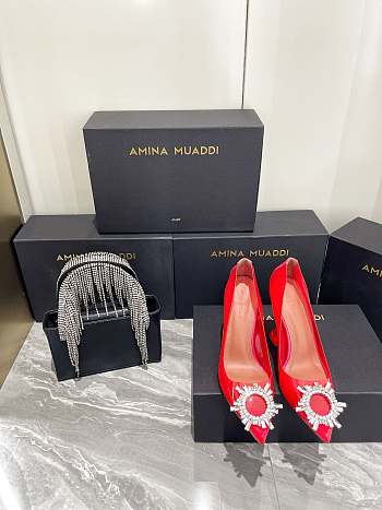 Amina Muaddi AM High Heel Sunflower Red 0124