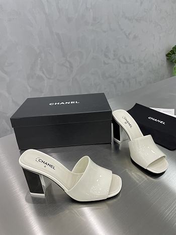Chanel Chunky Heel Slippers Green 44252