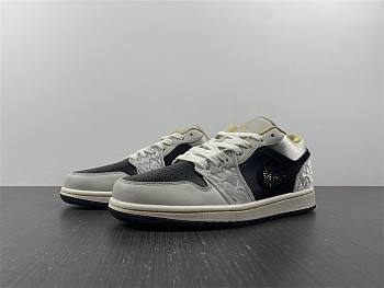 Nike AIR JORDAN 1 LOW SE AJ1 Joe 1 Grey Black Low Top Silk Color Bead Hook Men's and Women's Low DV1762-001 