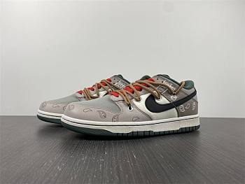 Nike Dunk Low RETRO Deconstructed VIDE Style Distressed Leather High Street Low Top Retro Cashew Deconstructed Army Green Khaki DH0957-100