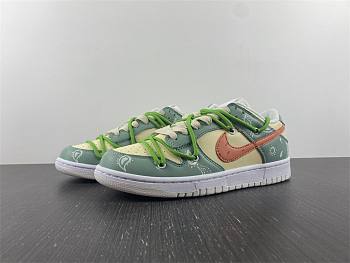 Nike Dunk Low Panda Prank Structure Green Pink Strawberry Cashew Flower DH9765-100 