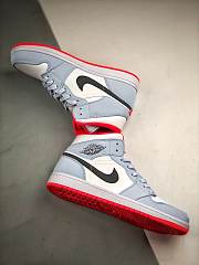 Air Jordan 1 Mid Half Blue Polka Dot Swoosh (GS) 555112-400 - 2
