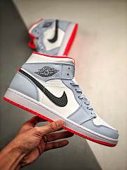 Air Jordan 1 Mid Half Blue Polka Dot Swoosh (GS) 555112-400 - 3