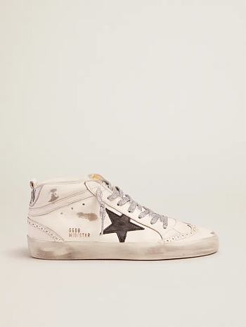 Golden Goose Mid-Star Sneakers With Laminated Heel Tab And Glittery Laces
