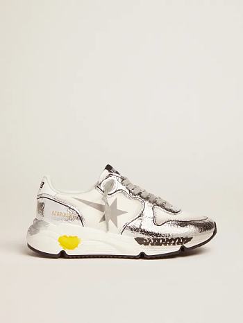 Golden Goose Silver and white Running Sole sneakers