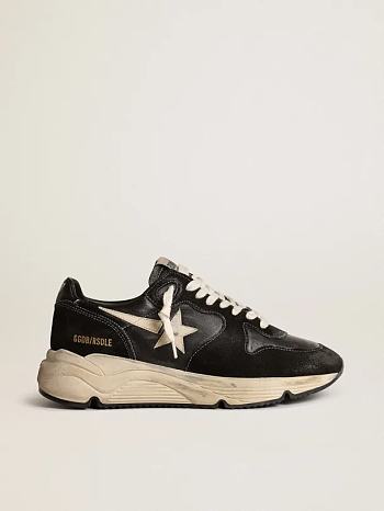 Golden Goose Women’s Running Sole sneakers in black nappa leather and suede with white leather star