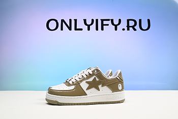 A BATHING APE BAPE STA PATENT LEATHER WHITE KHAKI