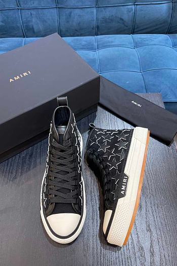 Amiri STARS COURT HI BLACK CANVAS  NAPPA LEATHER 191846351842