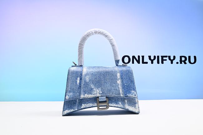 BALENCIAGA Hourglass XS Denim-Print Top-Handle Bag BGS21_V5TX2 - 1