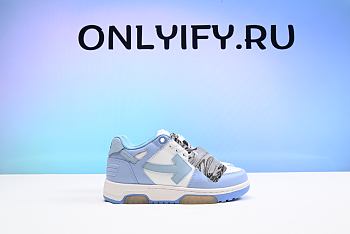 OFF-WHITE OOO Low Out Of Office Calf Leather White Light Blue OMIA189S21LEA0010140 / OMIA189C99LEA0010140