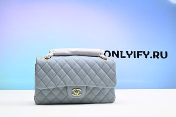 CHANEL Caviar Quilted Jumbo Double Flap Light Blue