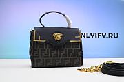 Fendi Fendace La Medusa Medium Handbag Gold Baroque Print  8.6H 9.9W 5.9D - 1