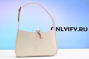 Saint Laurent Le 5 A 7 Mini Hobo Bag In Smooth Leather Blanc Vintage  7103182R20W9207