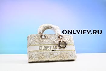 Dior Medium Lady D-Lite Bag White Cannage Embroidery