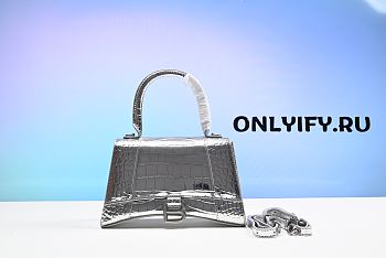  Balenciaga Coco-Print Hourglass Bag Mini Silver 592833.1S495
