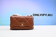 CHANEL Dark Beige Quilted Goatskin Leather Chanel 19 Large Flap Bag - 1