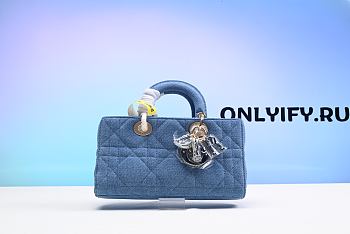  DIOR | Lady D-joy Bag Blue Cannage Denim - 26 x 13.5 x 5cm