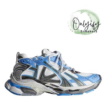 Balenciaga Runner Sneaker in blue, white and grey nylon and suede-like fabric 772774-W3RNY-4912
