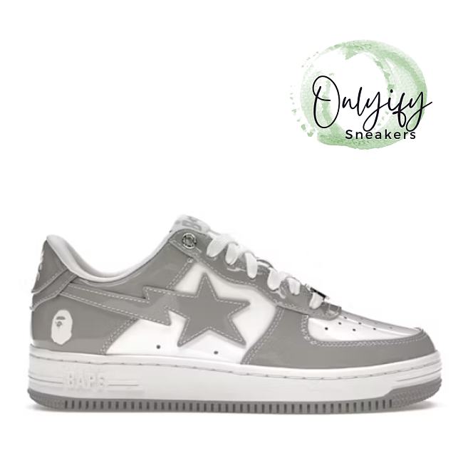  A Bathing Ape Bape Sta Patent Leather White Grey (2023) 1I70-291-021 - 1