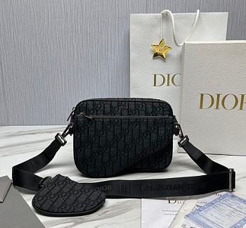 Dior Saddle Triple Pouch Black Dior Oblique Size 18 x 25 x 5 cm