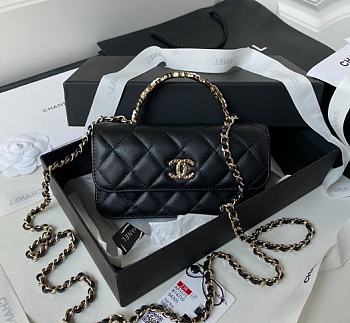 Chanel Flap Handle Black Bag Size 17 cm