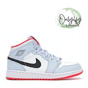 Air Jordan 1 Mid Half Blue Polka Dot Swoosh (GS) 555112-400 - 1