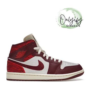Air Jordan 1 Mid SE Tiki Leaf Team Red (Women's) DZ2820-601