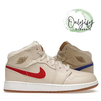 Air Jordan 1 Mid Utility Fleece Pearl White (GS)  DO2207-264